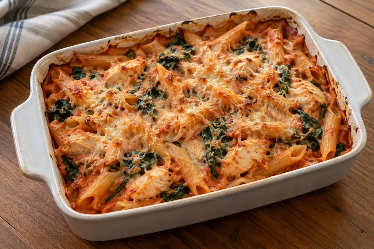 Chicken cottage cheese pasta bake