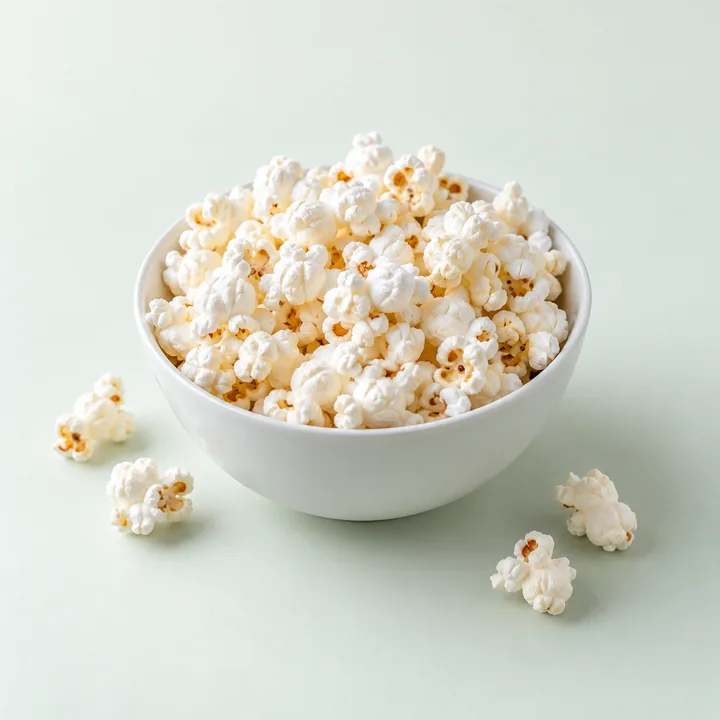 A bowl of plain air-popped popcorn